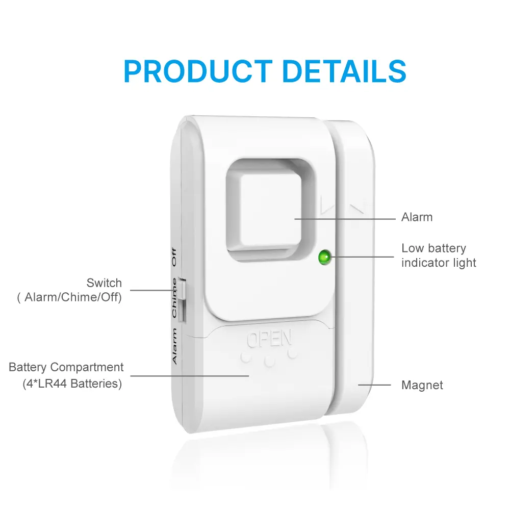Window & Door Magnetic Alarm #RL-9805H -&middot; 105dB alarm siren.-&middot; Easy access off/Chime/Alarm switch.-&middot; Low battery test button._07