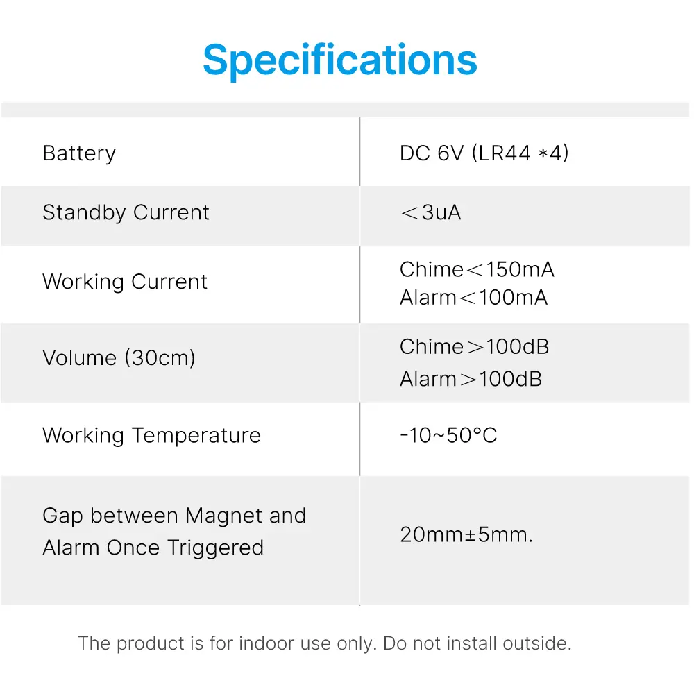 Window & Door Magnetic Alarm #RL-9805H -&middot; 105dB alarm siren.-&middot; Easy access off/Chime/Alarm switch.-&middot; Low battery test button._10