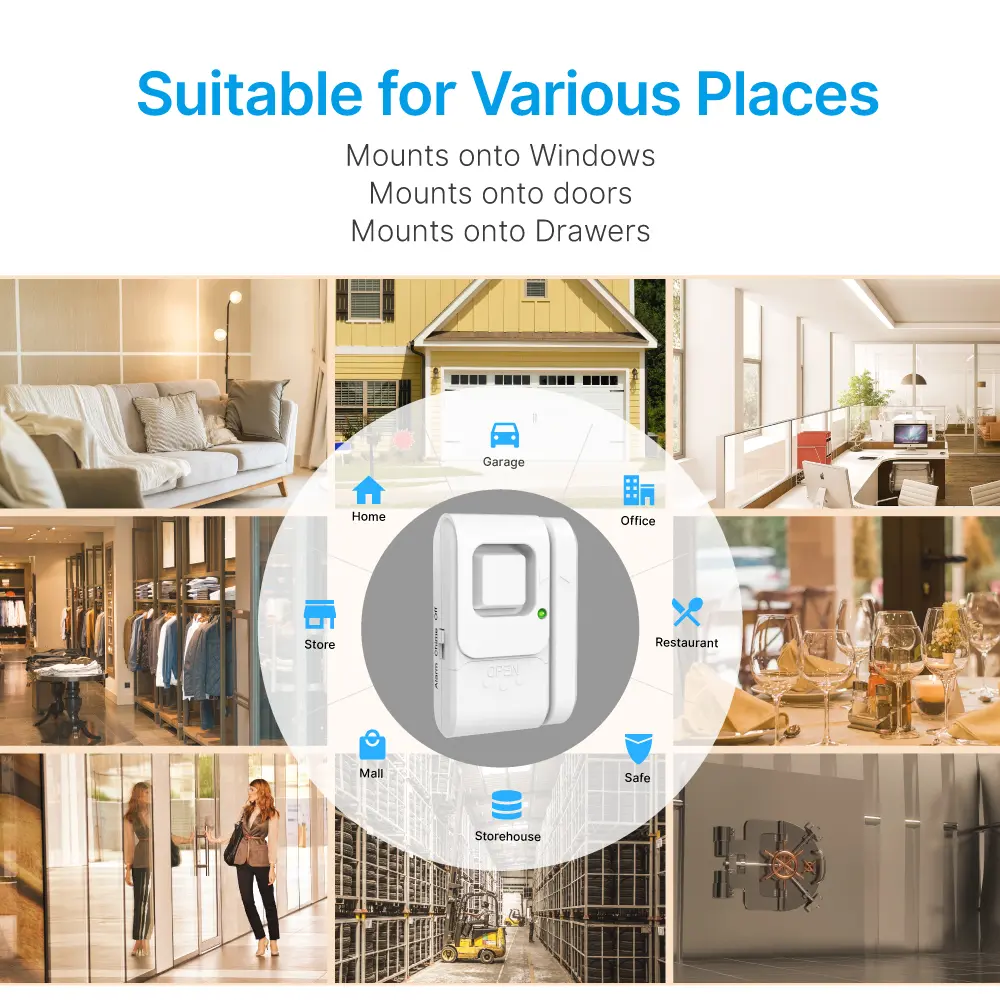 Window & Door Magnetic Alarm #RL-9805H -&middot; 105dB alarm siren.-&middot; Easy access off/Chime/Alarm switch.-&middot; Low battery test button._06