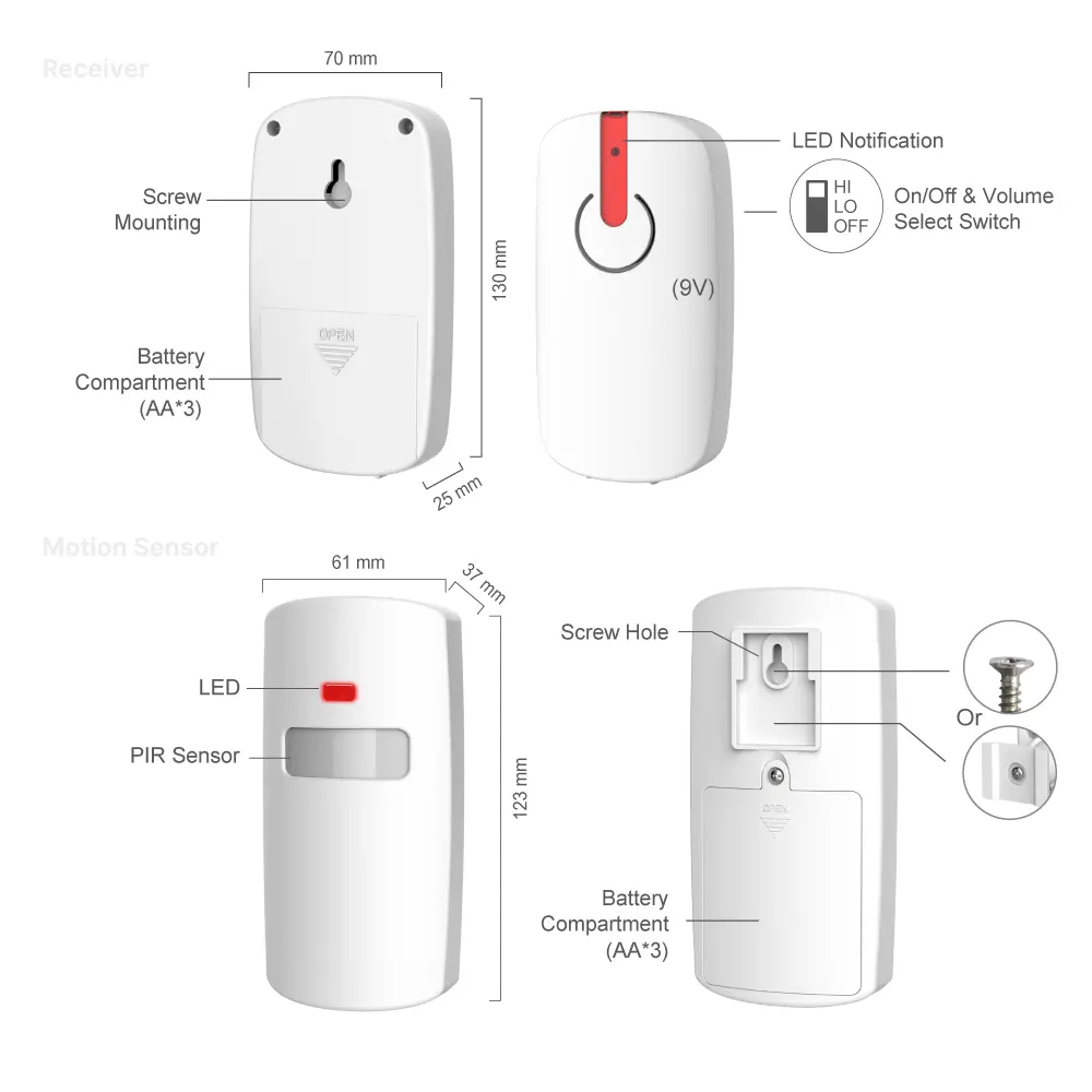 Motion Sensor Alarm#RL-9816C -PIR- High alarm volume.- Low power consumption instandby state._07