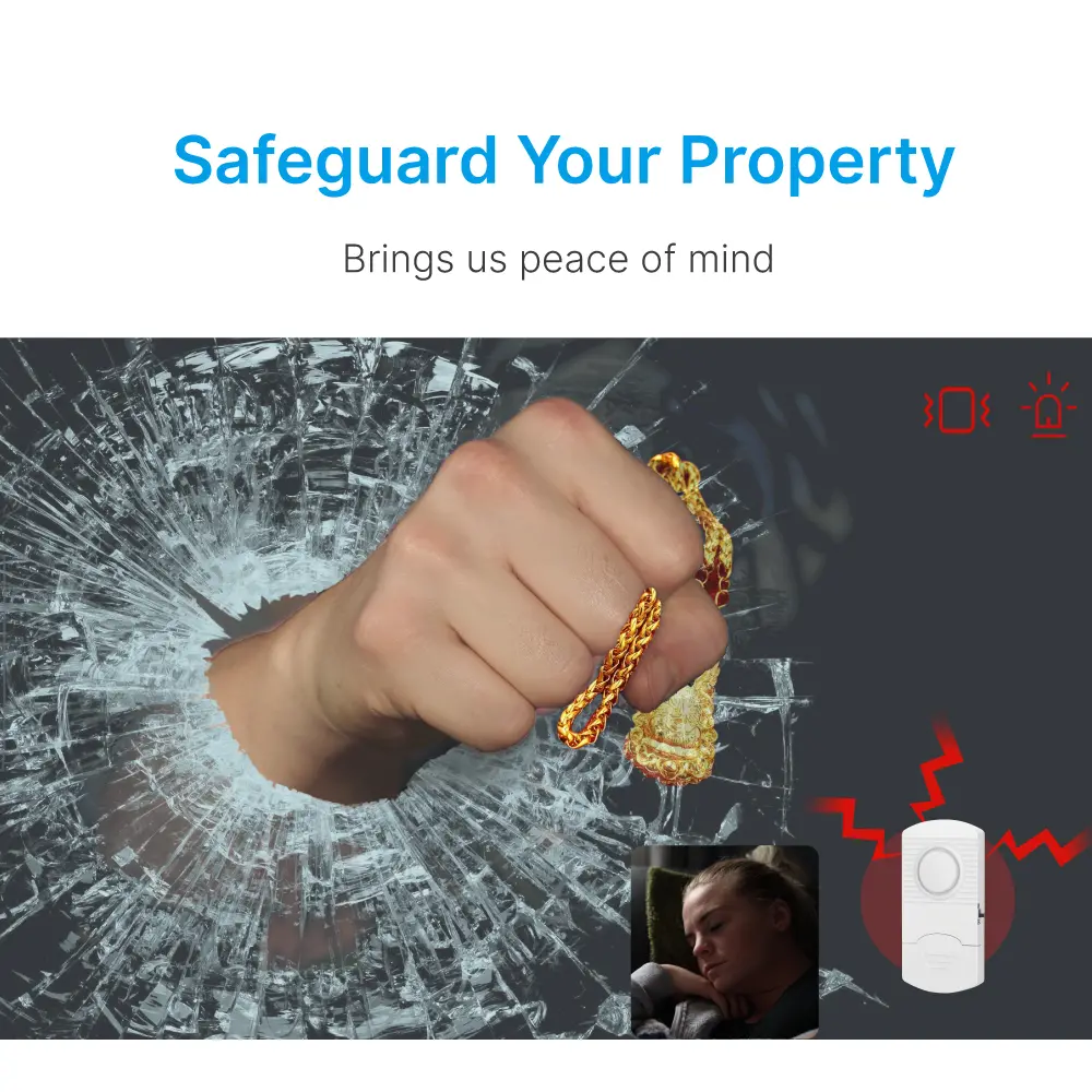 Vibration Alarm Sensor #RL-9806A -100% Wire-Free- Easy to install- Built-in Shock Senso- Super loud (100dB)- 3*LR44 batteries_04