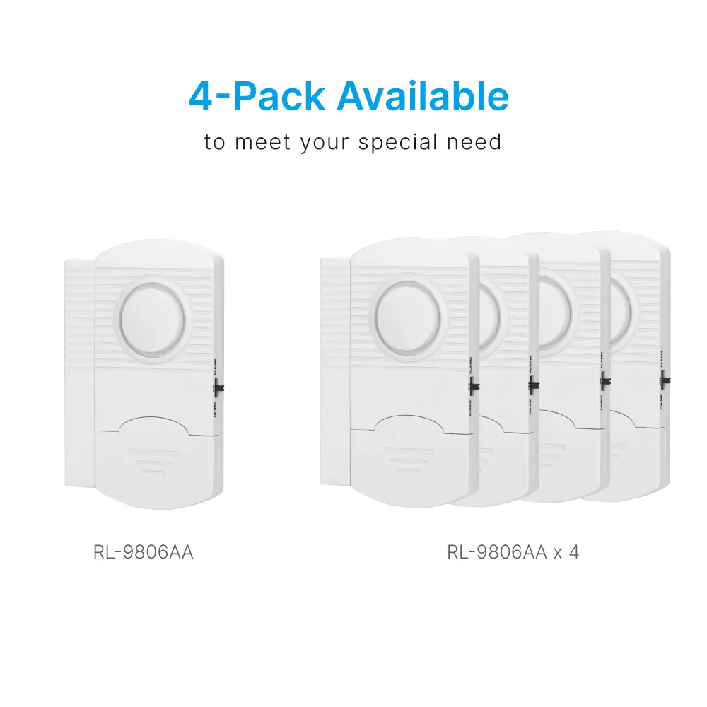 Window & Door Vibration Alarm Sensor #RL-9806AA - Built-in Shock Sensor - 100% Wire-Free - Alarm/Chime/Off - Contact Sensor - 3*LR44 batteries - Super loud (100dB)_08