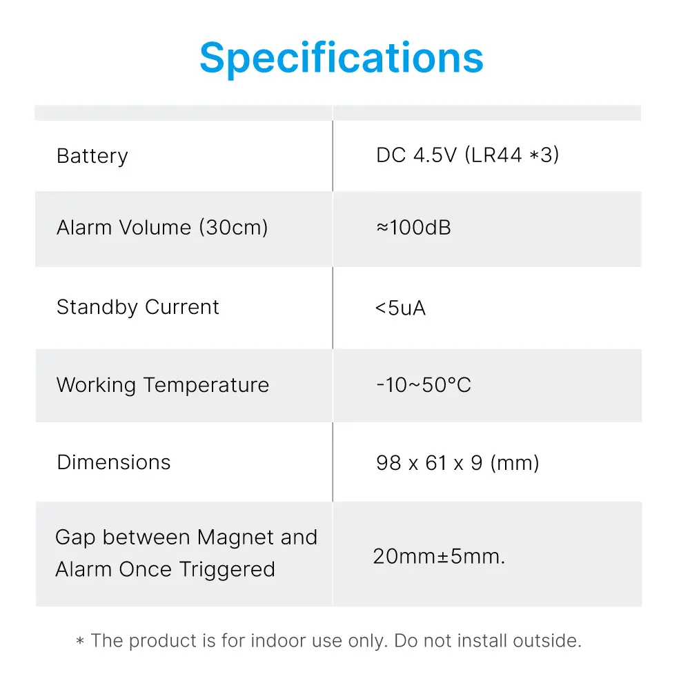 Window & Door Vibration Alarm Sensor #RL-9806AA - Built-in Shock Sensor - 100% Wire-Free - Alarm/Chime/Off - Contact Sensor - 3*LR44 batteries - Super loud (100dB)_10