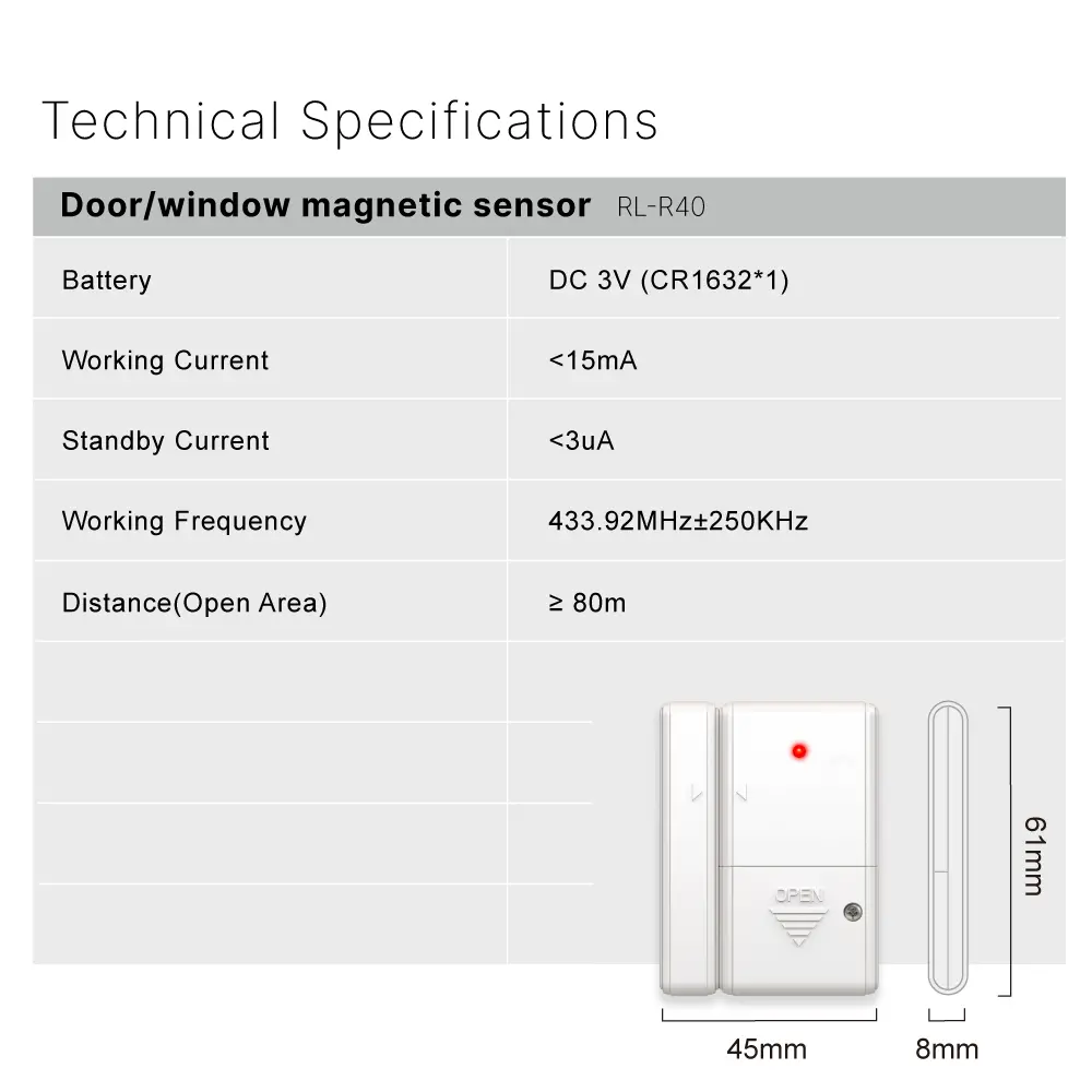 433MHz Wireless Alarm Kit #RL-9830G4 - Super loud (100dB) - 100% Wire-Free - Motion-Sensing - 100&deg; Wide Angle - Remote Control - Do it yourself - Easy to install - Built-in Shock Sensor_04