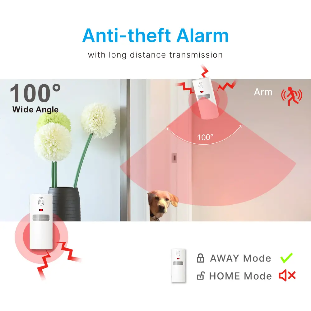 433MHz Wireless Alarm Kit #RL-9830G4 - Super loud (100dB) - 100% Wire-Free - Motion-Sensing - 100&deg; Wide Angle - Remote Control - Do it yourself - Easy to install - Built-in Shock Sensor_07
