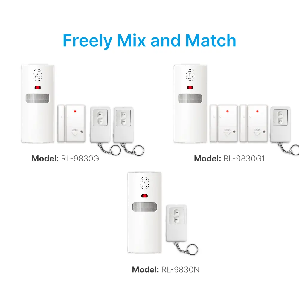 433MHz Wireless Alarm Kit #RL-9830G4 - Super loud (100dB) - 100% Wire-Free - Motion-Sensing - 100&deg; Wide Angle - Remote Control - Do it yourself - Easy to install - Built-in Shock Sensor_13