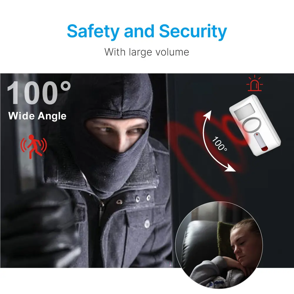 Motion-Sensing Alarm #RL-9830W - 3*AA batteries - Siren - 100&deg; Wide Angle - Super loud (100dB) - Motion-Sensing_03