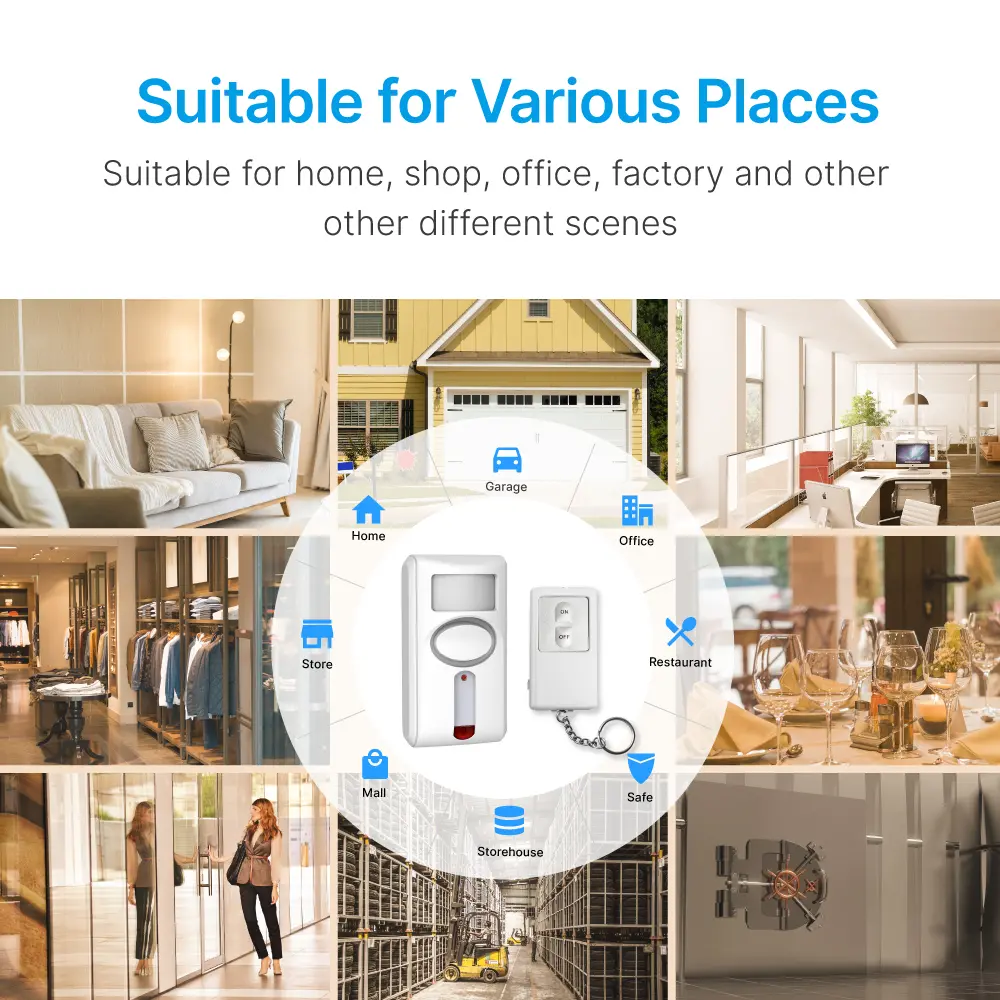 PIR Motion-Sensing Alarm #RL-9830W - 3*AA batteries - Siren - 100&deg; Wide Angle - Super loud (100dB) - Motion-Sensing_06