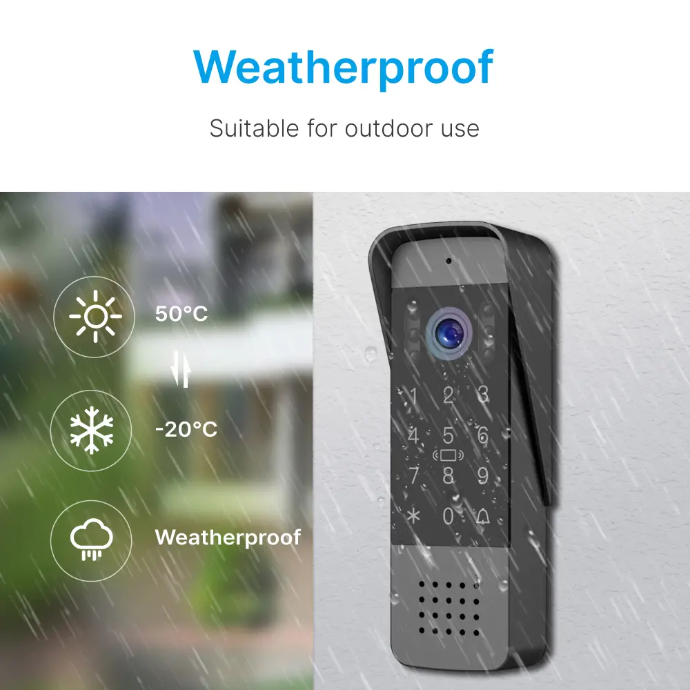 Tuya Smart 7 inch Video Doorphone #RL-B7BID-TY - Max. 64GB TF card.- IC card unlock, Password unlock.- Do not disturb function.- Max. 2 million pixels AHD camera.- Electric lock and gate lock release, unlock time can be set.- Capacitive touch buttons._09