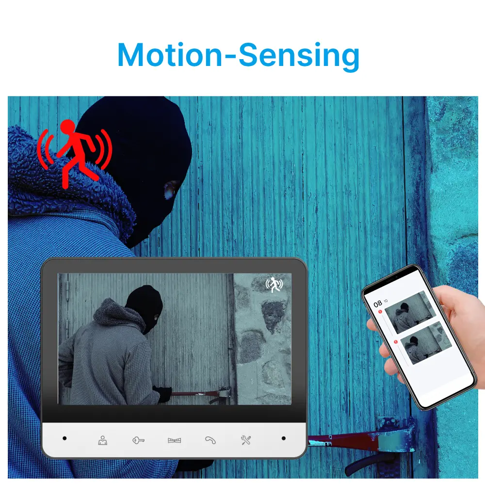 Tuya Smart 7 inch Video Doorphone #RL-B7BID-TY - Max. 64GB TF card.- IC card unlock, Password unlock.- Do not disturb function.- Max. 2 million pixels AHD camera.- Electric lock and gate lock release, unlock time can be set.- Capacitive touch buttons._07