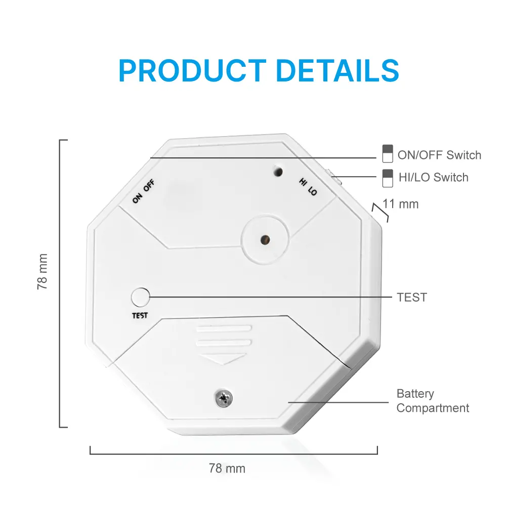 Glass Vibration Alarm Sensor #RL-9806W - Super loud (120dB)- 4*LR44 batteries- 100% Wire-Free - Built-in Shock Sensor_05