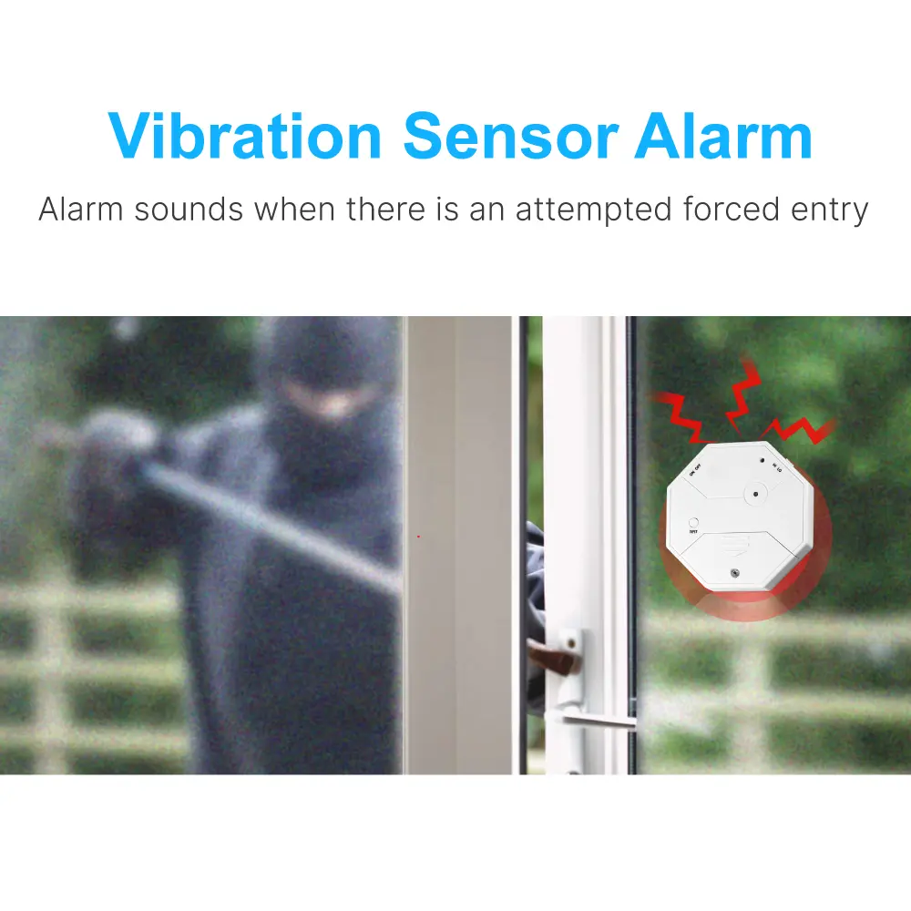 Glass Vibration Alarm Sensor #RL-9806W - Super loud (120dB)- 4*LR44 batteries- 100% Wire-Free - Built-in Shock Sensor_03