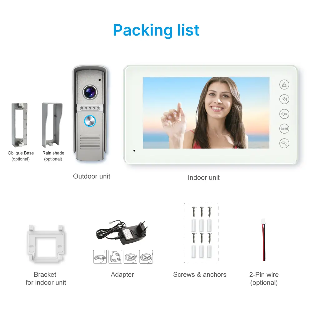 Take Photo 7inch Color Video Doorphone # RL-H07NPHA - Camera light compensation at night.- Release the electric lock and gate lock. - Monitor the outside. _12