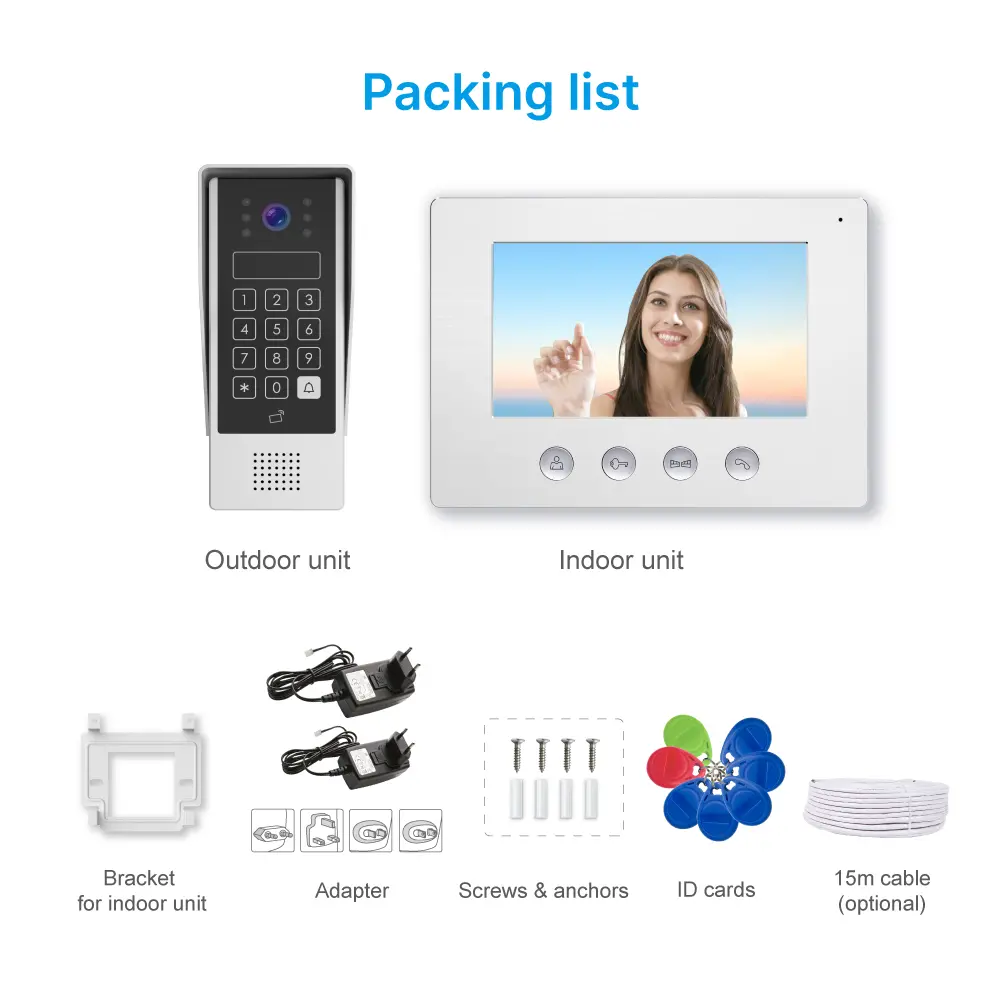 7 inch AHD Video Doorphone #RL-A17AID-AHD- Two million pixels AHD camera. - Keypad tone indicating. - Camera light compensation at night. - Release the electric lock and gate lock. - Release the electric lock by ID card, user code or exit button. _12