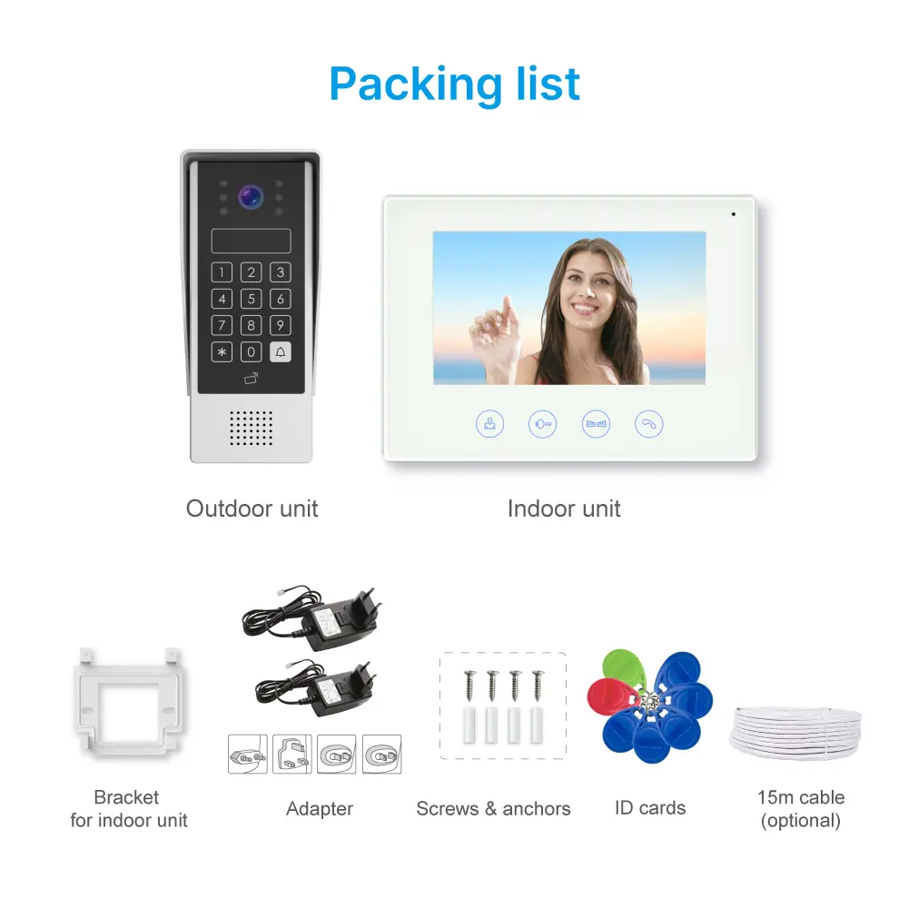 7 inch AHD Video Doorphone #RL-B17AID-AHD- Two million pixels AHD camera. - Keypad tone indicating. - Camera light compensation at night. - Release the electric lock and gate lock. - Release the electric lock by ID card, user code or exit button. _12