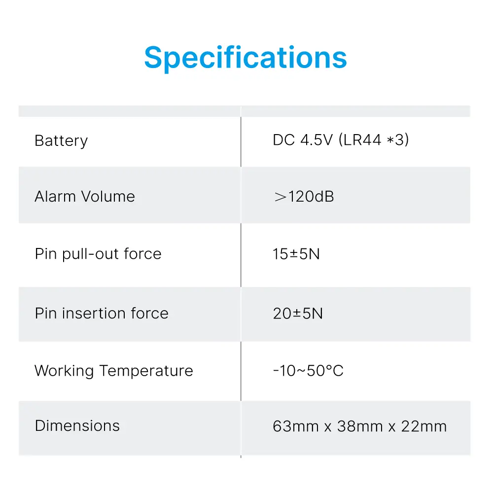 Personal Alarm #RL-9808D - Alarm sounds when metal pin separate from the alarm body - Super loud (120dB) - 3*LR44 batteries_06