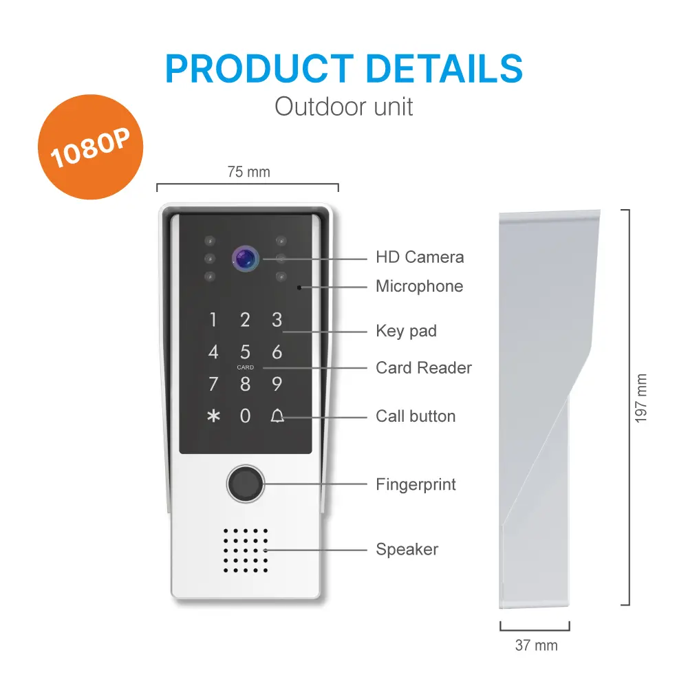 7 inch AHD Video Doorphone #RL-B17AID-AHD- Two million pixels AHD camera. - Keypad tone indicating. - Camera light compensation at night. - Release the electric lock and gate lock. - Release the electric lock by ID card, user code or exit button. _09