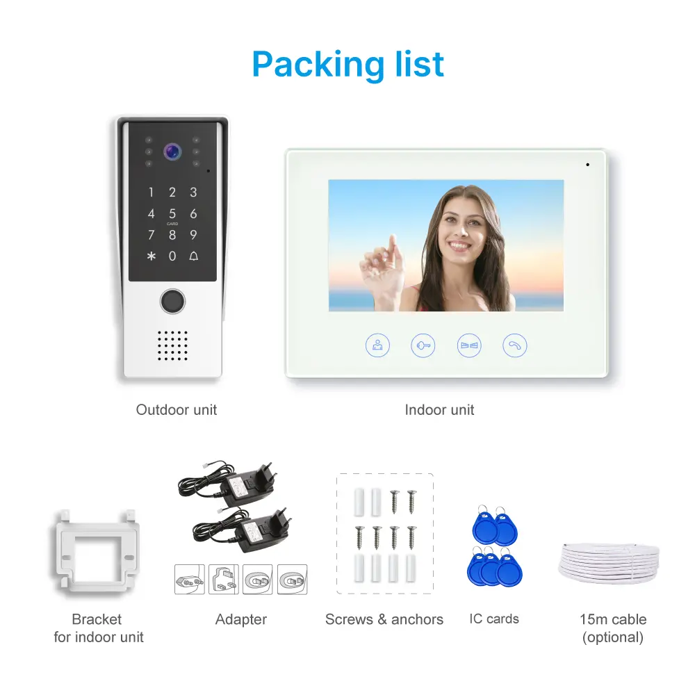 7 inch AHD Video Doorphone #RL-B17AID-AHD- Two million pixels AHD camera. - Keypad tone indicating. - Camera light compensation at night. - Release the electric lock and gate lock. - Release the electric lock by ID card, user code or exit button. _13