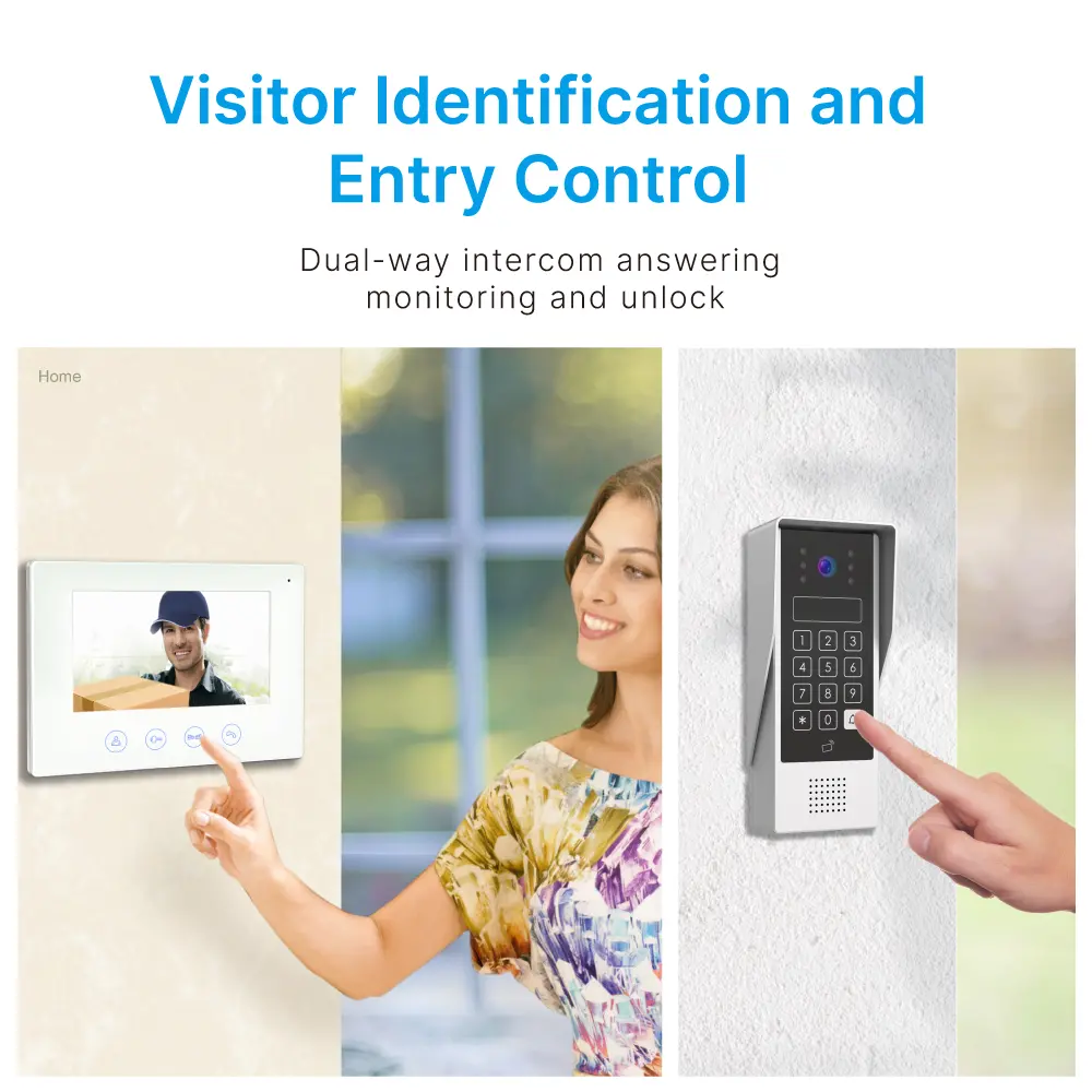 7 inch AHD Video Doorphone #RL-B17AID-AHD- Two million pixels AHD camera. - Keypad tone indicating. - Camera light compensation at night. - Release the electric lock and gate lock. - Release the electric lock by ID card, user code or exit button. _02