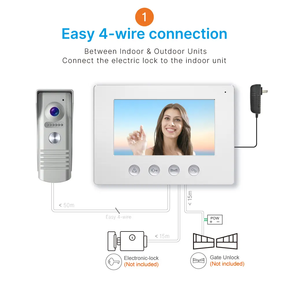 7 inch AHD Video Doorphone #RL-A17F-AHD- Camera light compensation at night. - Release the electric lock and gate lock. - Monitor the outside. - Two million pixels AHD camera.-Water-proof, _08