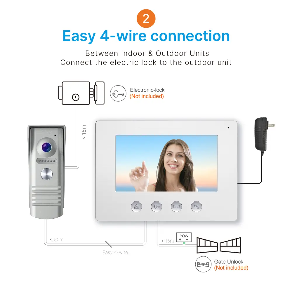 7 inch AHD Video Doorphone #RL-A17F-AHD- Camera light compensation at night. - Release the electric lock and gate lock. - Monitor the outside. - Two million pixels AHD camera.-Water-proof, _09