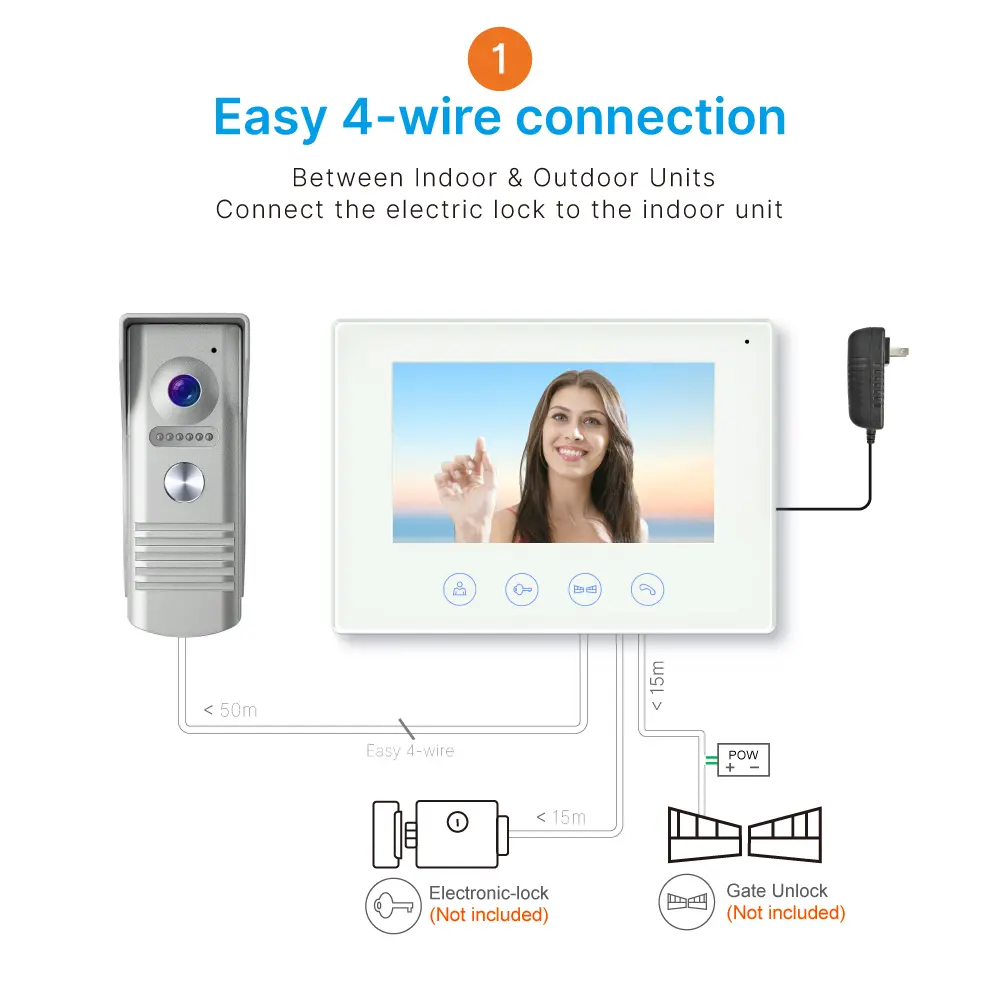 7 inch AHD Video Doorphone #RL-B17F-AHD- Camera light compensation at night. - Release the electric lock and gate lock. - Monitor the outside. - Two million pixels AHD camera.-Water-proof, _08