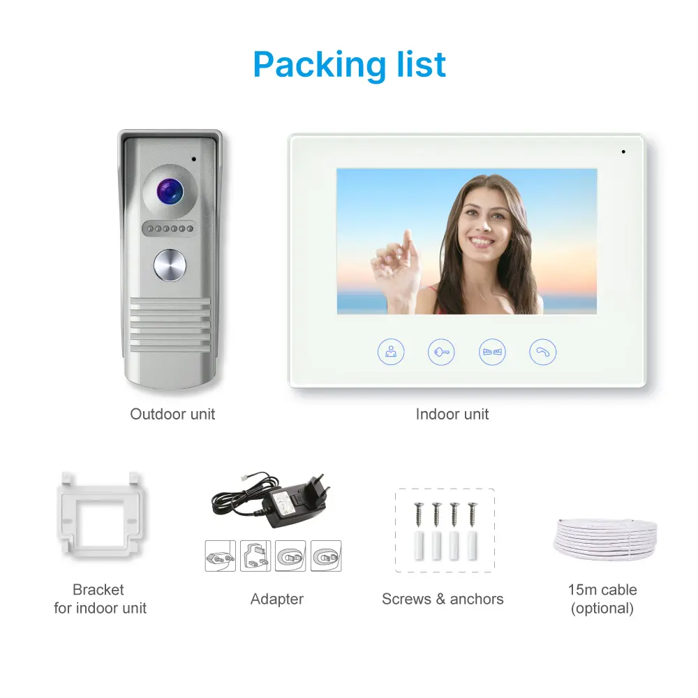 7 inch AHD Video Doorphone #RL-B17F-AHD- Camera light compensation at night. - Release the electric lock and gate lock. - Monitor the outside. - Two million pixels AHD camera.-Water-proof, _11