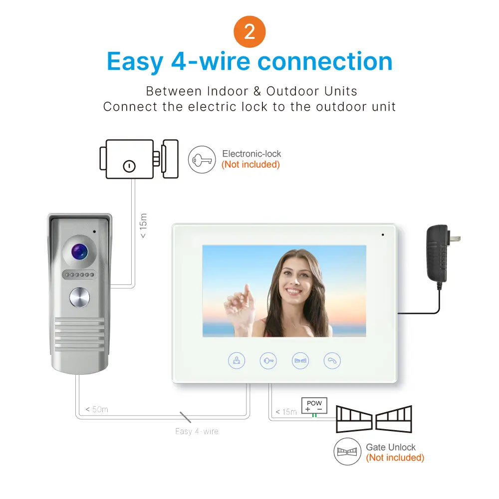 7 inch AHD Video Doorphone #RL-B17F-AHD- Camera light compensation at night. - Release the electric lock and gate lock. - Monitor the outside. - Two million pixels AHD camera.-Water-proof, _09