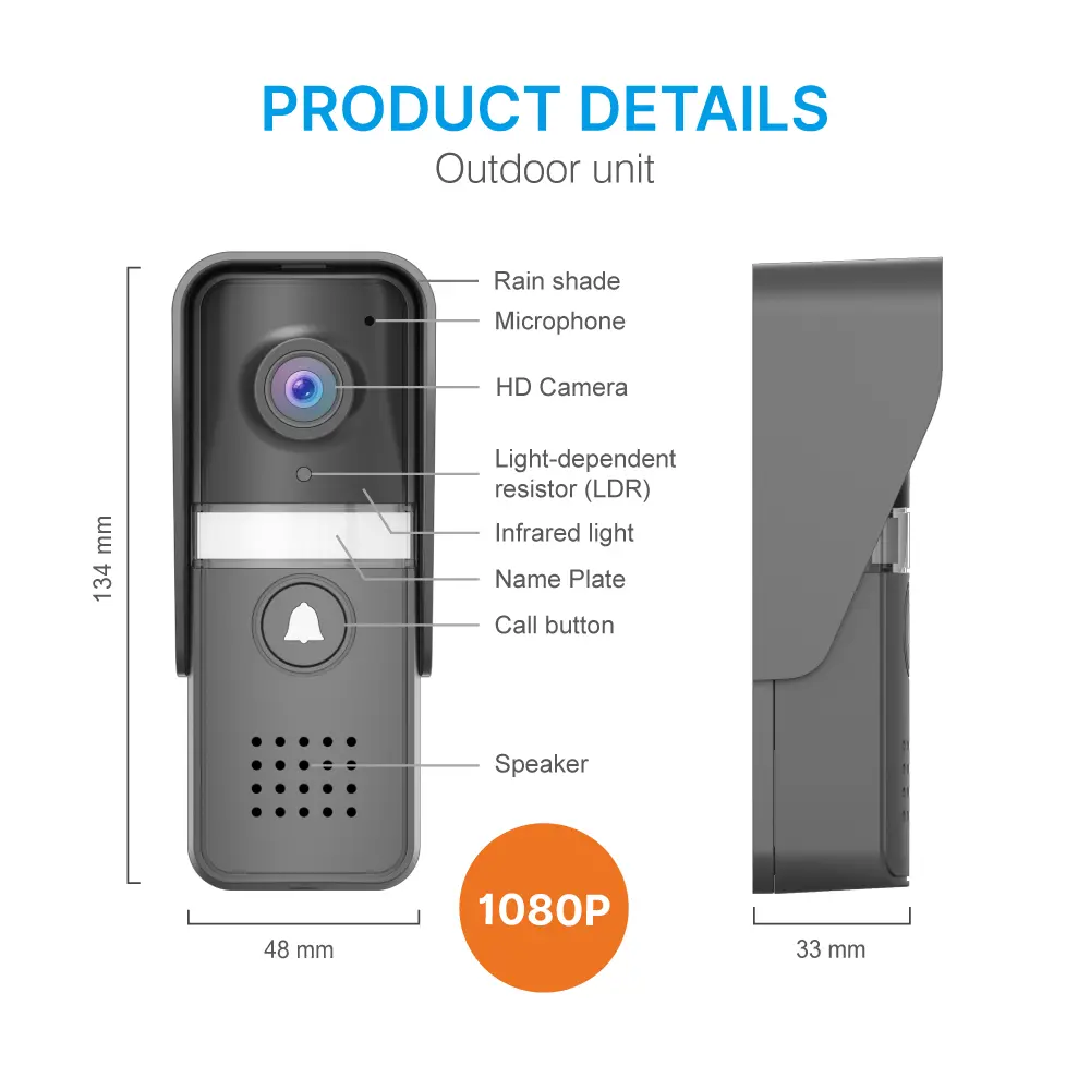  7 inch AHD Video Doorphone #RL-A17U-AHD - Water-proof, oxidation-proof, - Camera light compensation at night. - Release the electric lock and gate lock. - Monitor the outside. _07