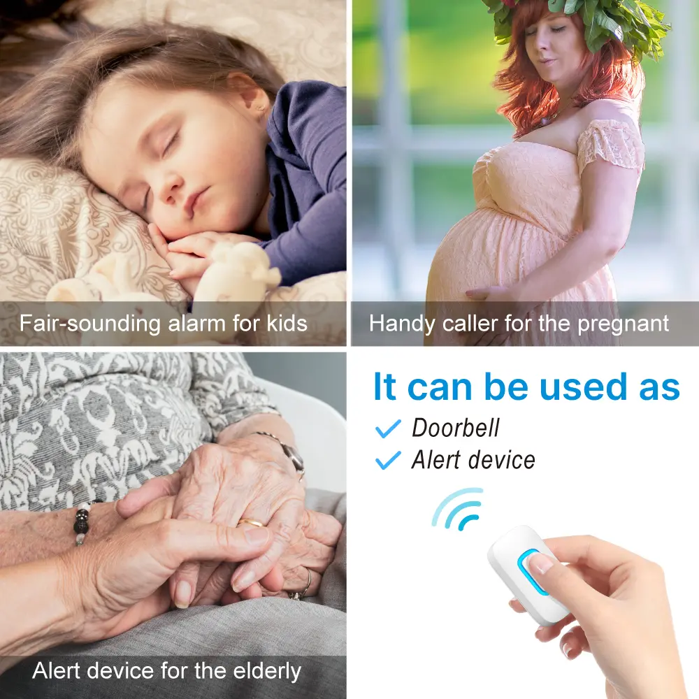 Wireless doorbell, door chime, RL-3995, battery-powered, anti-interference, 60 tunes/melodies/ringtones, 433MHz, 300meters，Color changing LED indicator._11