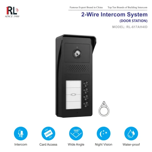 OTDOGUO 2-Wire Audio Intercom Phone – Indoor Handset For Apartment Buildings, 1000m Cable Distance, One-Button Unlock