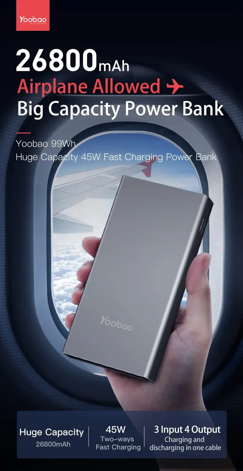 Yoobao 45W/22.5W/18w PD rapid charge power bank