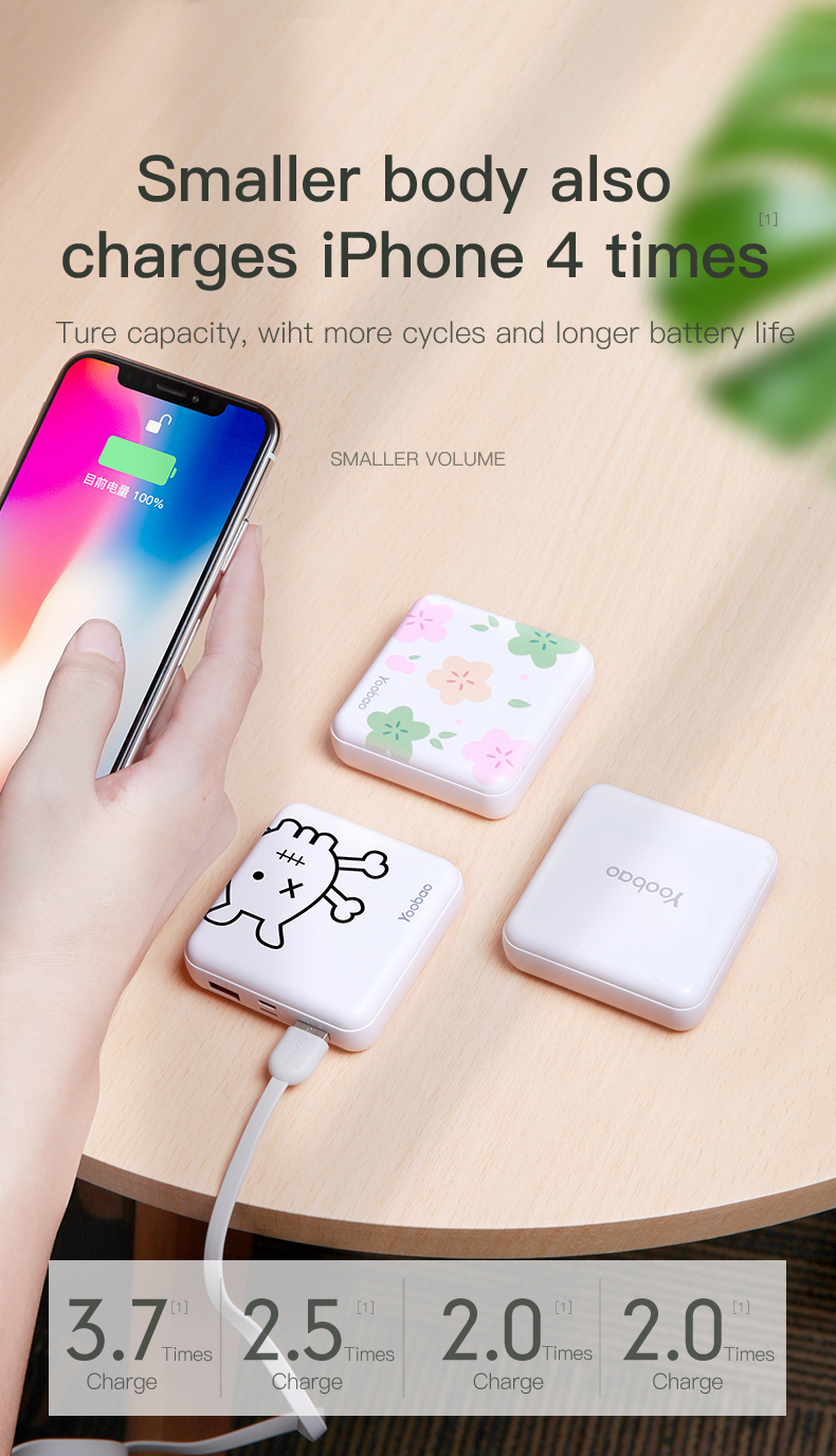 Yoobao M4 Mini Cube 10000mah 2 Input 2 Output Small Size Power Bank Portable Pocket Charger