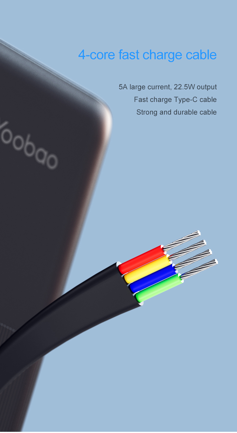 Yoobao Lc1 10000mah Built-in Dual Cable Pd Quick Charge Outdoor Mobile Power Supply Quick Charge Power Bank