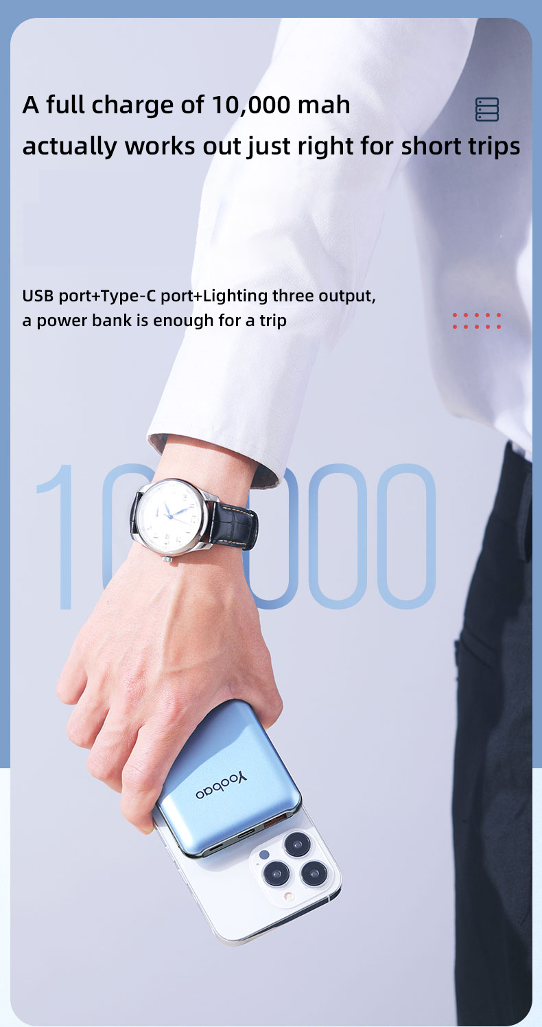 Yoobao Lc3 10000mah Built-in Double Cable Outdoor Emergency Power Banks Quick Charge Portable Power Bank