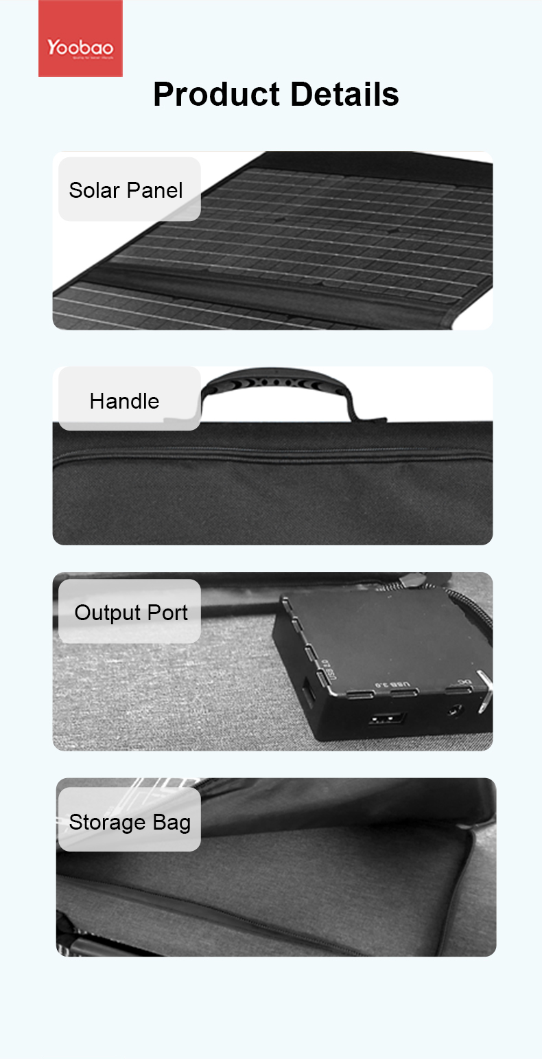 Yoobao 100w Solar Panel For Outdoor Camping Solar Charging Usb Output Dc Output For Power Station