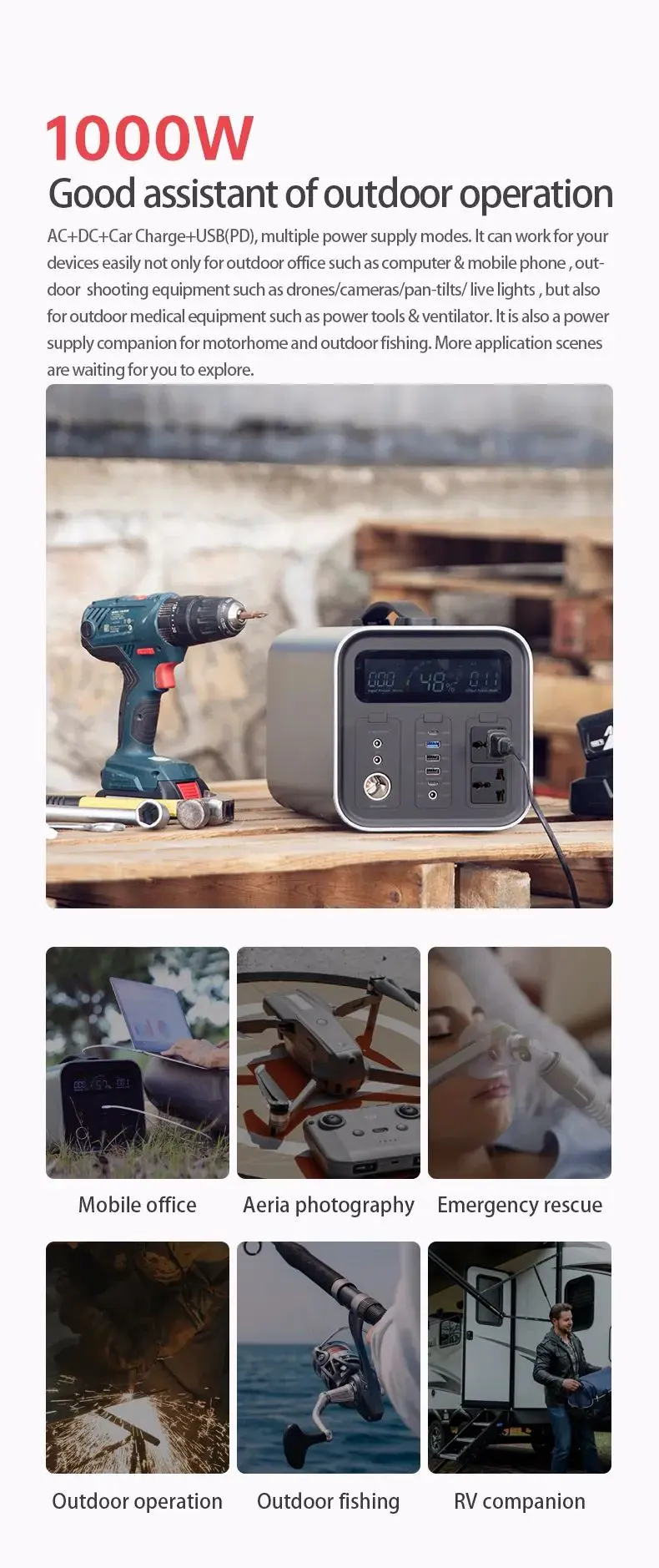 yoobao en1000s power station is a good assistant of outdoor operation