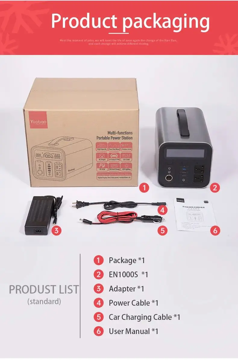 yoobao en1000s power station product packaging