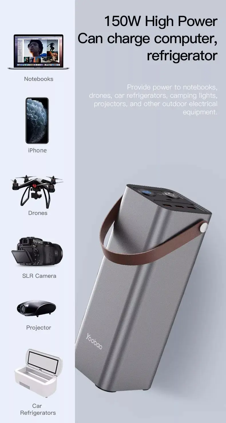 Yoobao EN1 power bank with 150W hight power can charge computer refigerator