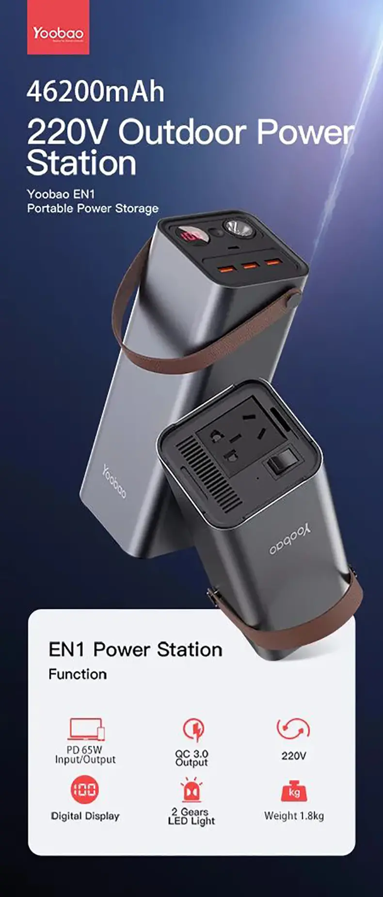 Yoobao EN1 power bank with 220V