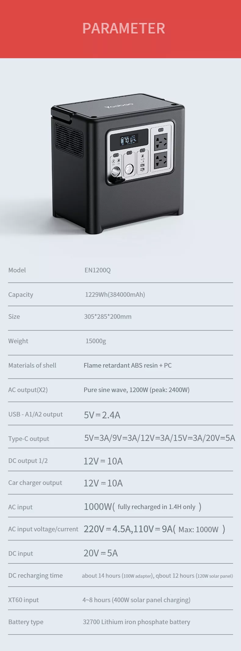 Yoobao EN1200Q 1200W Portable Power Station