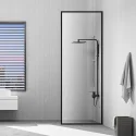 TAMPERE 34 Inch x 72 Inch Aluminum/Stainless Steel Framed Matte Black Walk-in Shower Panel EL004