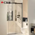 59 Inch x 75 Inch Aluminum/Stainless Steel Frameless Matte Black Single Sliding Shower Door CLD6121-7