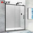 TAMPA Frameless Stainless Steel Single Sliding Matte Black Shower Door