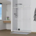 ROME Frameless Stainless Steel Bypass Sliding Brushed Nickel Shower Door
