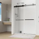ROME Frameless Stainless Steel Bypass Sliding Matte Black Shower Door