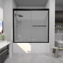 BERLIN Framed Aluminum Bypass Sliding Matte Black Shower Bathtub Door