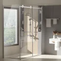 59 Inch x 75 Inch Aluminum Frameless Chrome Single Sliding Shower Enclosure CLD1231