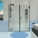 New Product Tempered Glass Frameless Hinge Door Shower Rooms Matte Black Glass Shower Door