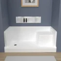 CKB 2 Years Warranty Bathroom Left Right Drainer Rectangle White Acrylic Shower Base With Seat